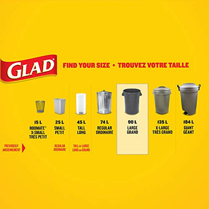 Glad Black Garbage Bags - Large 90 Litres- 30 Trash Bags, Made in Canada of Global Components