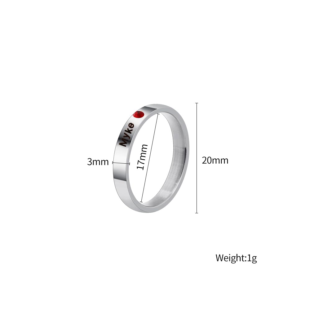 1PCS Custom Name Rings for Friend, Personalized Stacking Ring Engraved Birthstone Dainty Ring for Women Promise Rings for Her (6)