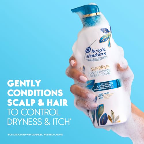 Head & Shoulders Clarifying Shampoo for buildup, Supreme Anti Dandruff, Scalp Detox, Hydrates, Deep Moisturization, Sulfate Free, with Argan Oil and Coconut Extract, 350 mL