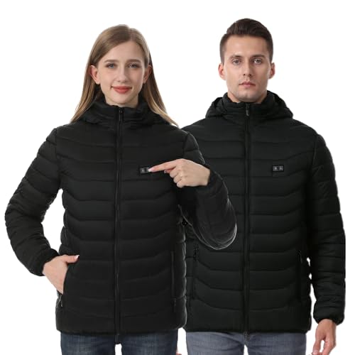 CHANGEOWN Heated Jackets for Women & Men, Dual-Control 15 Heating Zones Unisex Heating Jacket Coat with Battery, 3 Heating Levels Windproof & Waterproof Heating Jacket for Winter Outdoor, Medium