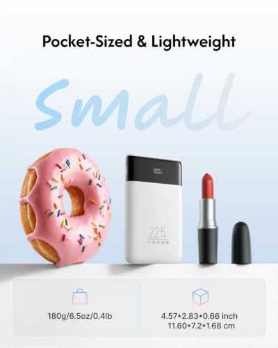 VEGER Portable Charger with Cables, Mini Power Bank 22.5W Fast Charging