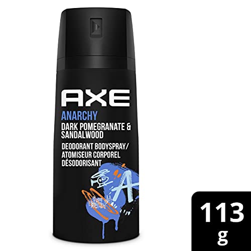 AXE Anarchy Deodorant Body Spray for 48-Hour odour protection, Pomegranate & Sandalwood, Aluminum-free Deodorant, 113g (Pack of 4)