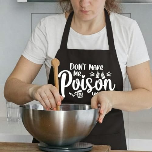 Funny Cooking Aprons for Women with Pockets, Kitchen Chef Apron for Baker, Birthday Gift for Mom Wife Friend