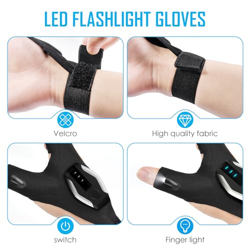 KEZKALS Stocking Stuffers for Adults Men Rechargeable Flashlight Gloves