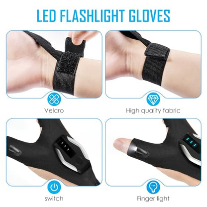 KEZKALS Stocking Stuffers for Adults Men Rechargeable Flashlight Gloves