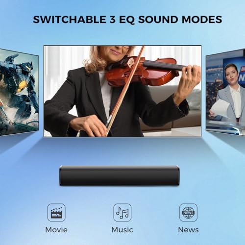 MZEIBO 50W Mini TV Soundbar, Bluetooth Speaker with ARC, Optical and AUX Input, Compact Home Theater Surround Sound Bar for TV, PC and Projector