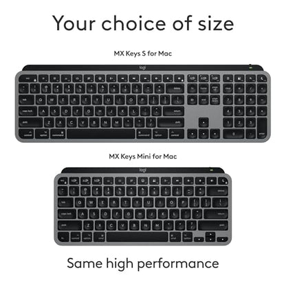 Logitech MX Keys Mini Mac Minimalist Wireless Keyboard Compact - Space Grey