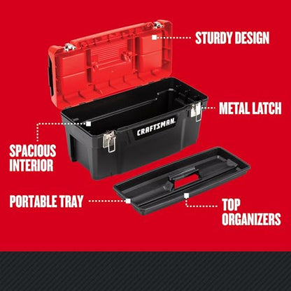 CRAFTSMAN® 20 in. Plastic Toolbox, with Metal Latches, Top Organizers and Removeable Tray (CMST20901)