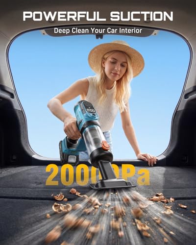 SEESII 2-in-1 Tire Inflator & Car Vacuum with 2×2000mAh Batteries