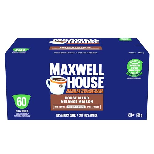 Maxwell House House Blend Coffee Certified Compostable K-Cup Coffee Pods, 60 Pods