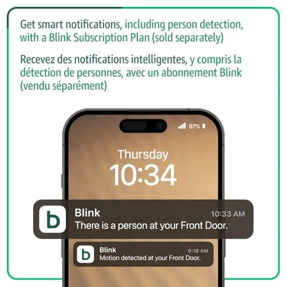 Blink Video Doorbell – Head-to-toe HD view, two-year battery life, and simple setup. Required Sync Module not included – Add-On (Black)