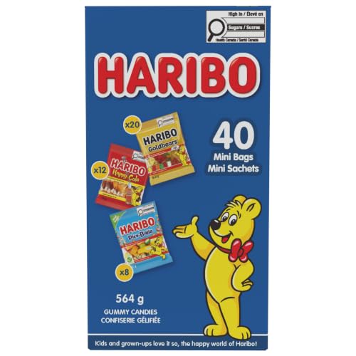 Haribo Gummy Candy Multipack Goldbears, Happy Cola, Pico-Balla 40pk, 564g