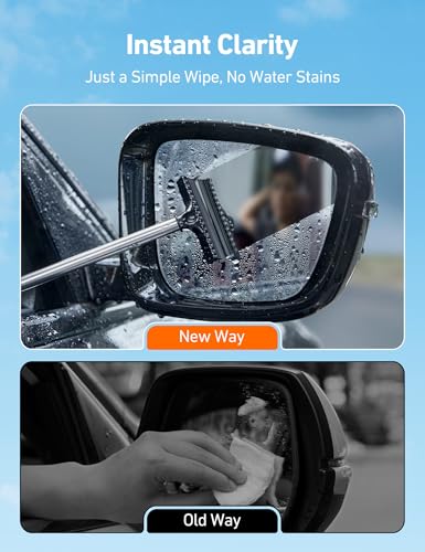 AstroAI Windshield Cleaner Tool with Extendable Handle, Microfiber Pads