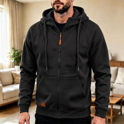 Zip Up Hoodie for Men Lightweight Fall Sweatshirt with Pockets Black