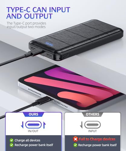 Portable-Charger-Power-Bank - 2 Pack 15000mAh Dual USB Power Bank Output 5V3.1A Fast Charger Portable Charger Compatible with Smartphones and All USB Devices (Deep Black and White)
