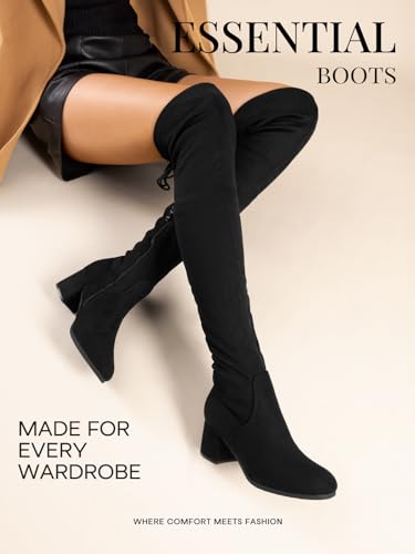 DREAM PAIRS Women's Over the Knee Thigh High Boots,Black,6