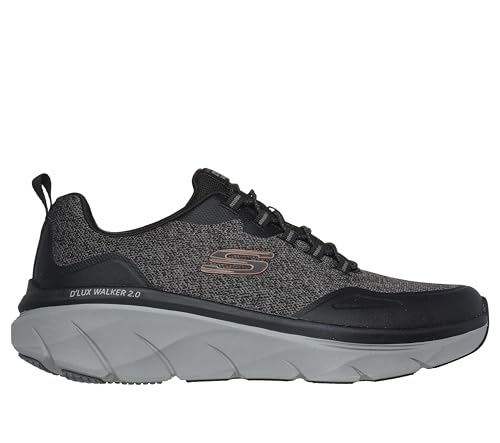 Skechers Men's D'lux Walker 2.0 Steadyway Sneaker, Black/Charcoal, 10