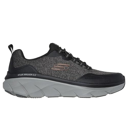 Skechers Men's D'lux Walker 2.0 Steadyway Sneaker, Black/Charcoal, 10
