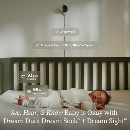 Owlet Dream Duo 3 Smart Baby Monitor System, Dream Sock + 2K HD Camera