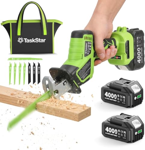 Cordless Reciprocating Saw 21V: One-Handed Reciprocating Saw with 0-3500 RPM Brushless Motor, 2 x 4.0Ah Batteries, 8 Quick-Change Blades, LED Light, Perfect for Wood PVC Metal Cutting