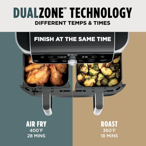 Ninja DualZone Air Fryer, 10 Qt/9.5L Smart, 6-in-1, Grey, DZ950C