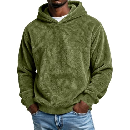 Generic Hoodies for Men Fuzzy Warm Soft Long Sleeve Hooded Sweatshirt | Mens Hoodies Pullover Long Sleeve Warm Fleece Hooded Pullover Casual Winter Cozy Soft Hoodie Sweatshirt
