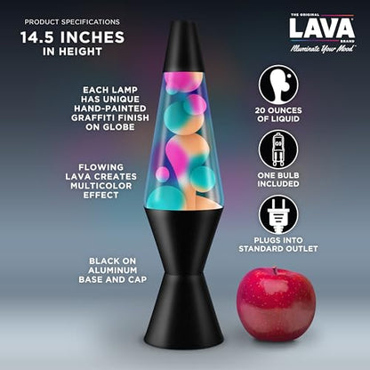 Lava Lite Classic 14-1/2-Inch 20-Ounce Black-Based Lava Lamp, Graffiti/Multicoloured Liquid