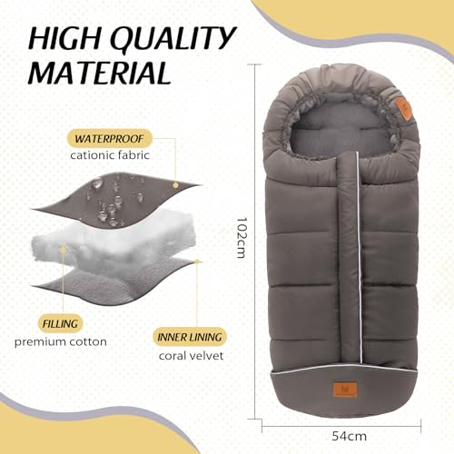 Toddler Universal Stroller Footmuff Sack, Detachable Winter Stroller Bag Multifunction Sleeping Bag Waterproof and Breathable Best Gift for Baby (Dark Grey-BC)
