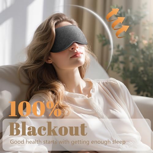 Vynix 100% Blackout Sleep Mask for Men Women - Eye Mask for Sleeping 3D Contoured - Soft Comfortable Sleeping Mask for Travel - Adjustable Eyemask Black Out Night Masks for Nap Meditation - Grey