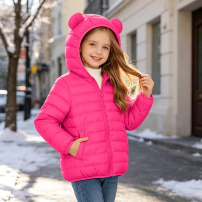Girls Lightweight Quilted Jackets Hooded Puffer Jacket for Kids Down Coat