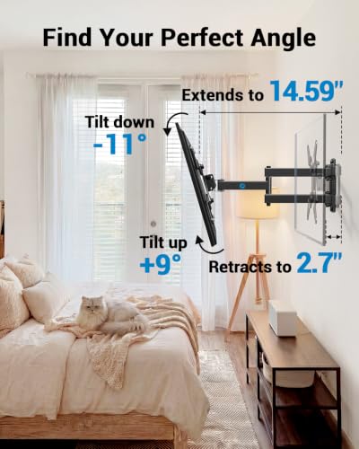 Pipishell Full Motion TV Wall Mount for 13–43 inch TVs and Echo Show 21/15