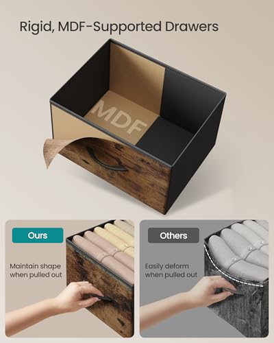 SONGMICS BELLAH Collection - Dresser for Bedroom, Chest of Drawers, Nightstand, 2 Drawers, Storage Organizer Unit, Closet, Entryway, Industrial, Rustic Brown and Ink Black ULGS312BH04