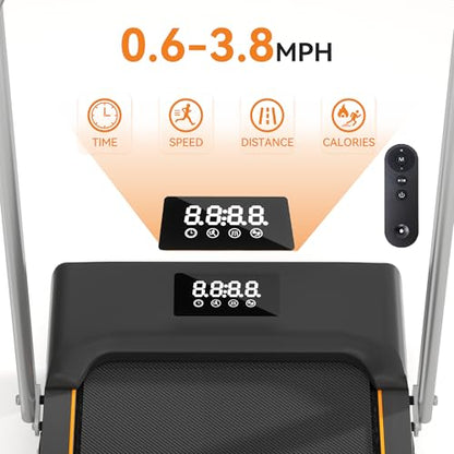 ZYneraXT W3 Foldable Walking Pad Treadmill 2-in-1-1.85HP Motor, 0-8% Incline, 35.4"x13.9" Running Belt, 220Lbs Capacity, LED Display, Quiet Under Desk Treadmill for Home