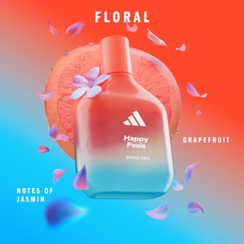 adidas Vibes Happy Feels Eau de Parfum For All, Joyful and Uplifting, Long Lasting Fragrance, Grapefruit and Jasmine 50ml