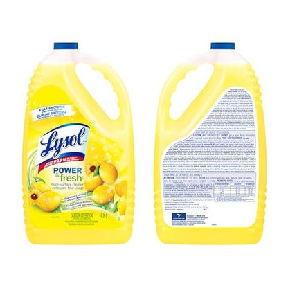 Lysol Power & Fresh Multi-Surface Cleaner, Pourable Disinfecting All-Purpose Cleaner for Floor & Hard Surfaces, Cuts Grease & Grime, Lemon & Sunflower Scent, 4.26 L (Pack of 2)