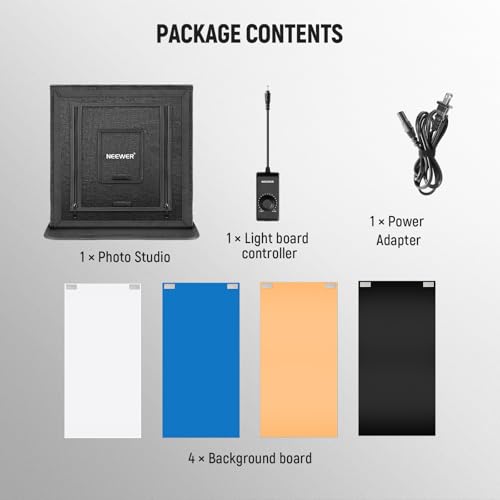 NEEWER Upgraded Photo Studio Light Box, 24"x24" Portable Mini Folding Product Photography Lightbox, 160LEDs 4 Backdrops Dimmable Glare Free Picture Booth Shooting Tent for Jewelry Electronics, LP60