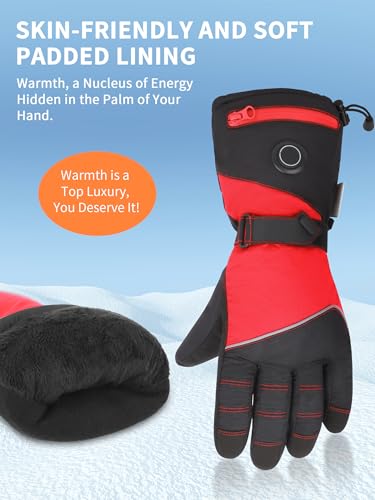 Heated Gloves for Men Women with Rechargeable Battery, Electric Heated Gloves with Reflective Stripe,Hand Warm Gloves Winter for Outdoor Fishing Work Camping Snowboarding