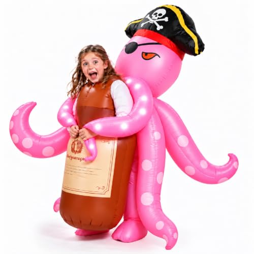 Inflatable Octopus Costume for Kids, Light Up Pirate Halloween Costume