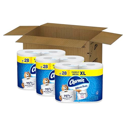 Charmin Toilet Paper Ultra Soft Cushiony Touch, 12 Family Mega XL Rolls = 84 Regular Rolls