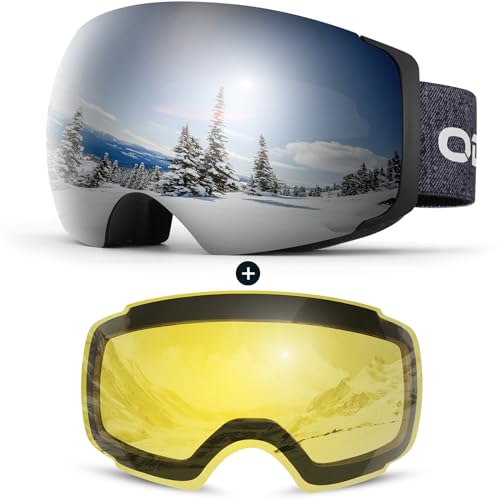 Odoland Ski Goggles with Magnetic Interchangeable Lens for Men Women