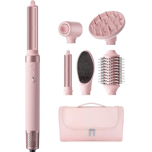 MESCOMB 6 IN 1 High Speed Hot Air Styler Hair Dryer Brush Kit, Soft Pink