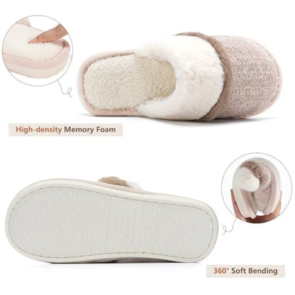 Cozy Slippers for Women Indoor and Outdoor Fuzzy House Shoes with Memory Foam Anti-Skid Sole Gifts for Women Mom Girlfriend Ladies