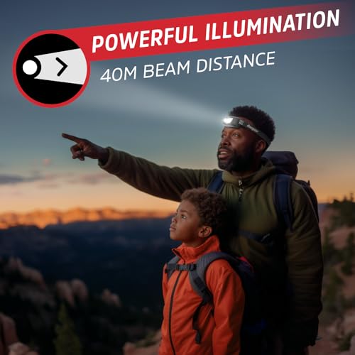 Energizer Universal+ LED Headlamp, Lightweight Bright Headlamp for Outdoors, Camping and Emergency Light for Adults and Kids, Includes Batteries, Pack of 2
