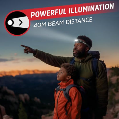 Energizer Universal+ LED Headlamp, Lightweight Bright Headlamp for Outdoors, Camping and Emergency Light for Adults and Kids, Includes Batteries, Pack of 2