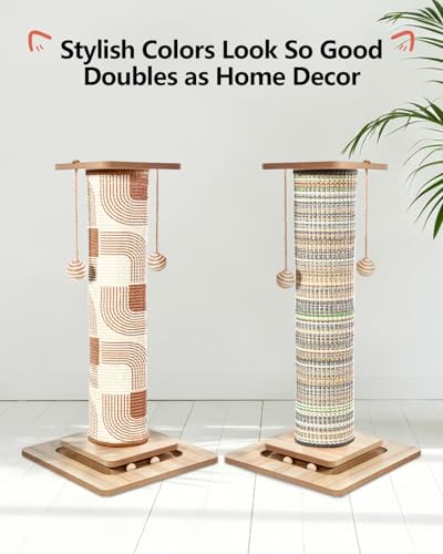 Odoland 31" Tall Cat Scratching Post, Cat Scratcher with Replaceable Pad