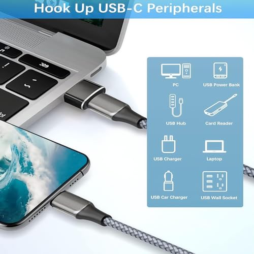 USB to USB-C Adapter, 10Gbps, 6-Pack,Black