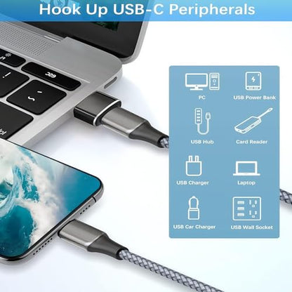USB to USB-C Adapter, 10Gbps, 6-Pack,Black