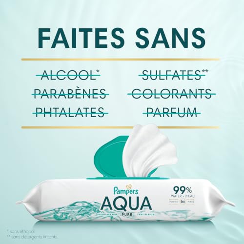 Pampers Aqua Pure Baby Wipes, 99% Water, Fragrance Free, 672 Baby Wipes Total (12X Flip-Top Packs)