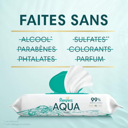 Pampers Aqua Pure Baby Wipes, 99% Water, Fragrance Free, 672 Baby Wipes Total (12X Flip-Top Packs)