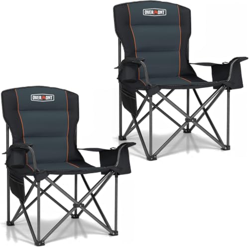 Overmont 2-Pack Oversized Camping Chairs - 450 lb Each, Fully Padded